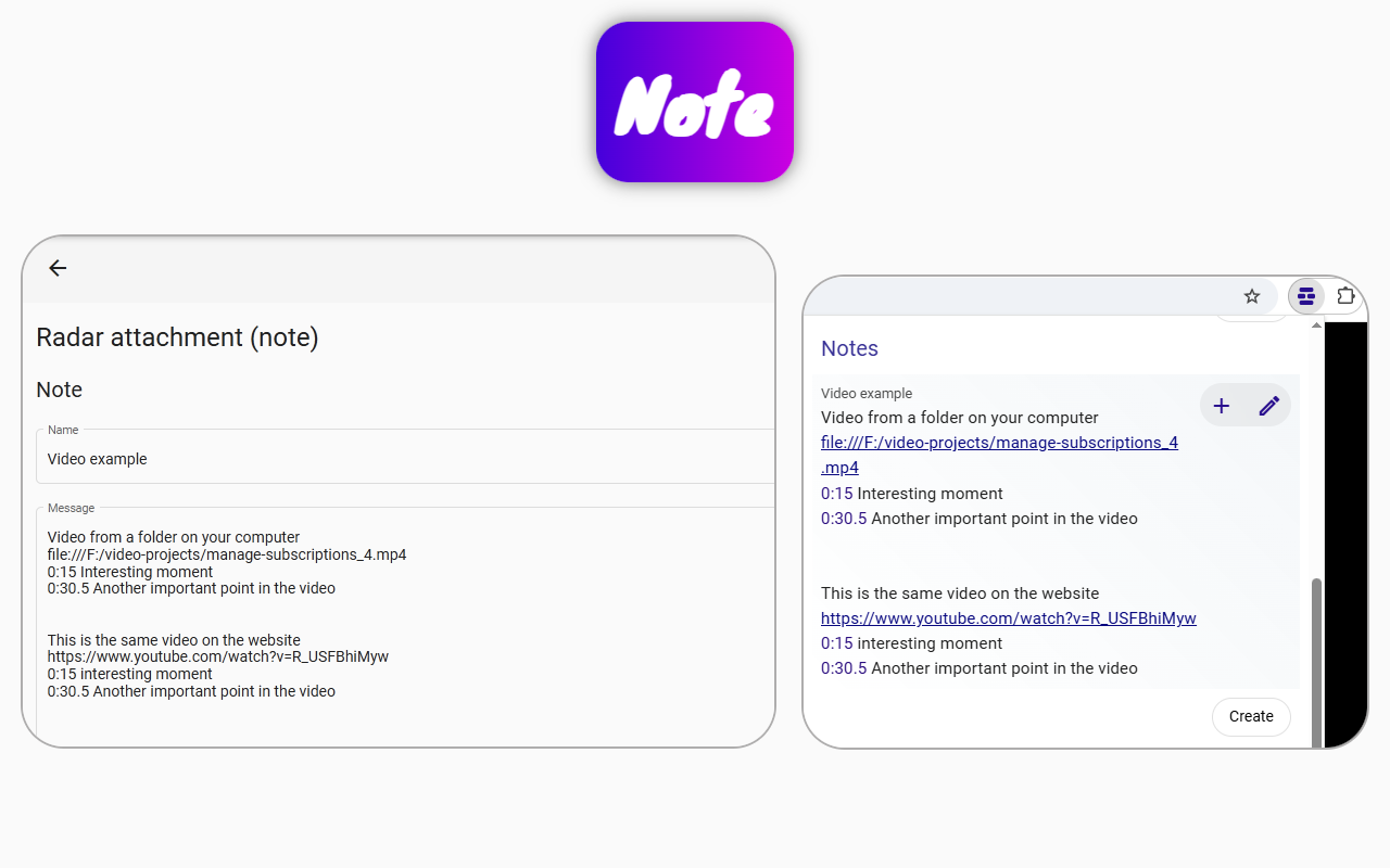 How to create a note for a web page using the Page context extension.